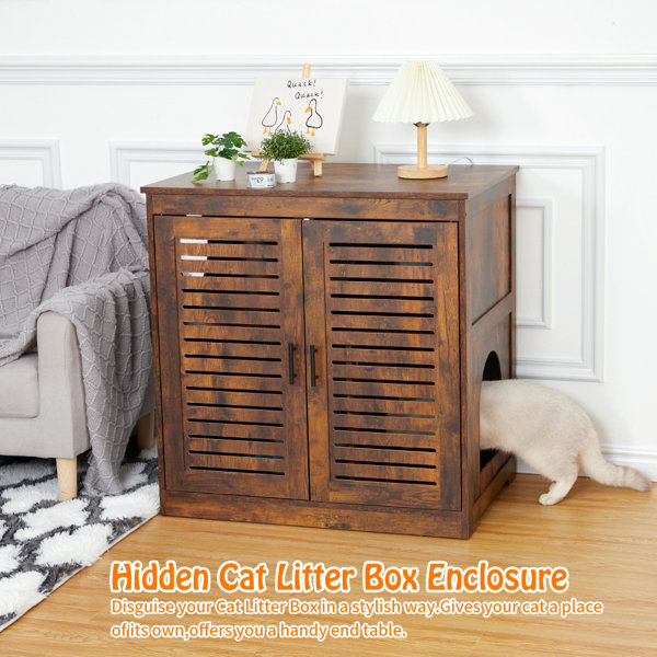 Tucker Murphy Pet™ 2layers Cat Litter Box Enclosure,hidden Cat